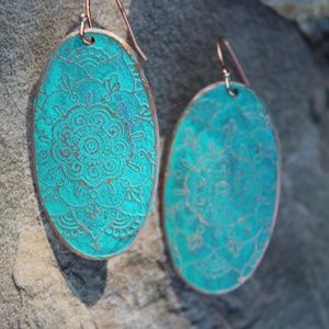 Copper Teal Mandala Earrings